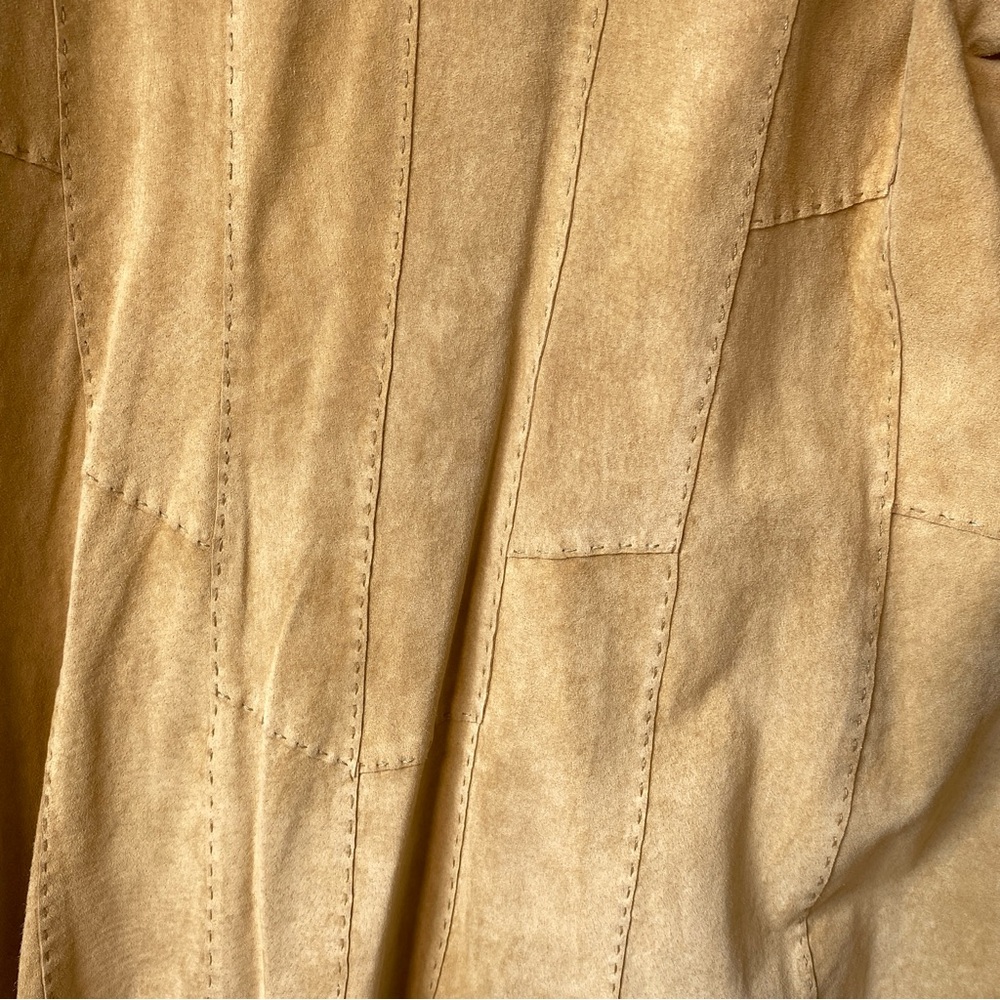 90s Coldwater Creek Leather Suede Trench Coat Women Med Open Front Western Boho - Picture 9 of 15